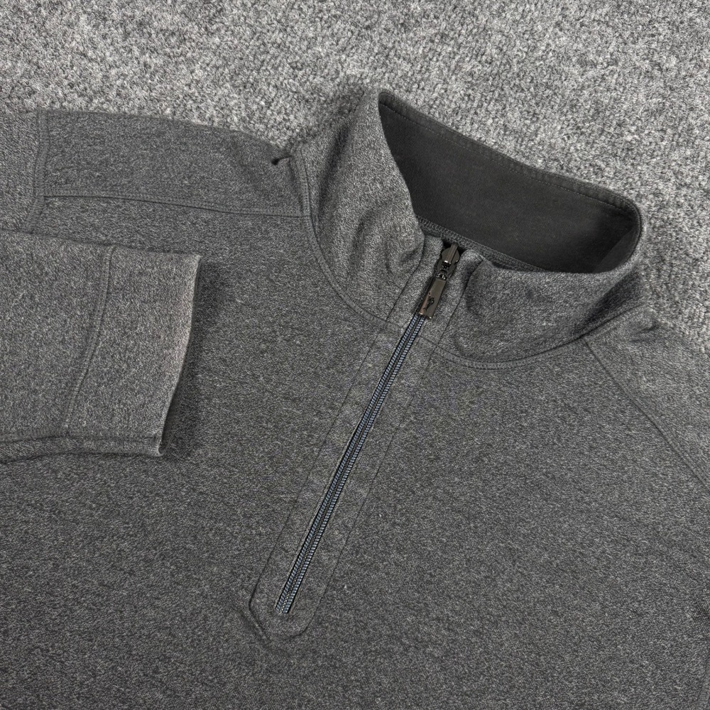 Tommy Bahama Mens XL Quarter Zip Pullover Charcoal Gray Heather Marlin Logo